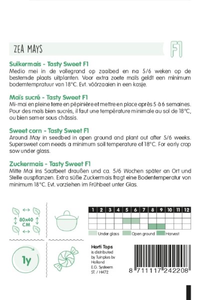 semená kukurica, sladká kukurica, supersladká kukurica, semená Tasty Sweet, 