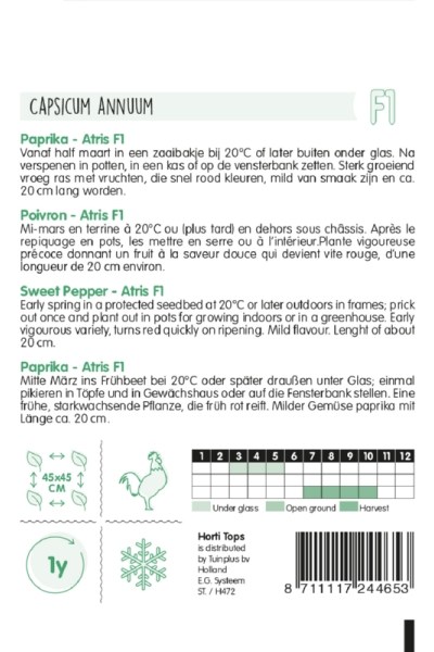 Semená paprika, paprika sladká, paprika Atris,