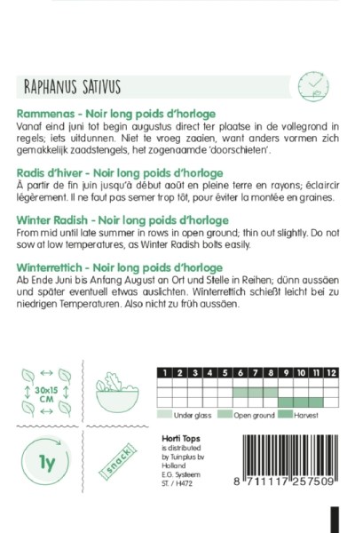 Zimná reďkovka, čierna reďkovka, Black Spanish Long,